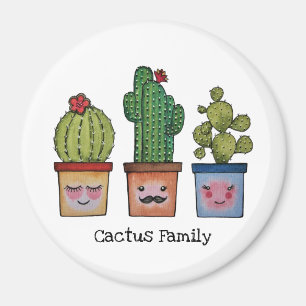 Cute Cactus Family In Watercolor Magnet