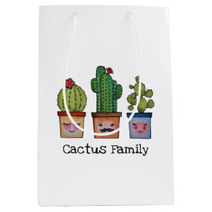 Cute Cactus Family In Watercolor Medium Gift Bag