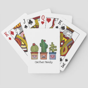Cute Cactus Family In Watercolor Playing Cards