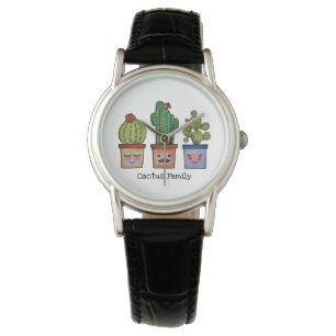 Cute Cactus Family In Watercolor Watch