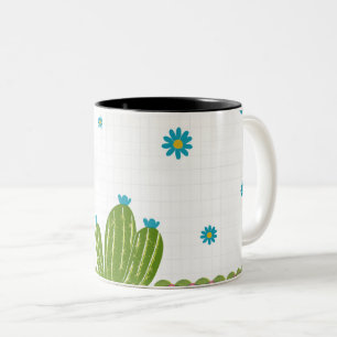 cute cactus floral mug. Two-Tone coffee mug