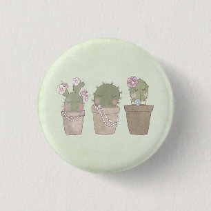 Cute Cactus Girls Wearing Jewellery 3 Cm Round Badge