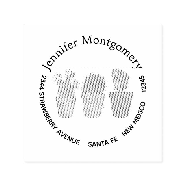 Cute Cactus Girls Wearing Jewellery Self-inking Stamp (Design)