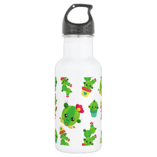 Cute Cactus, Green Cactus, Cactus Pattern 532 Ml Water Bottle