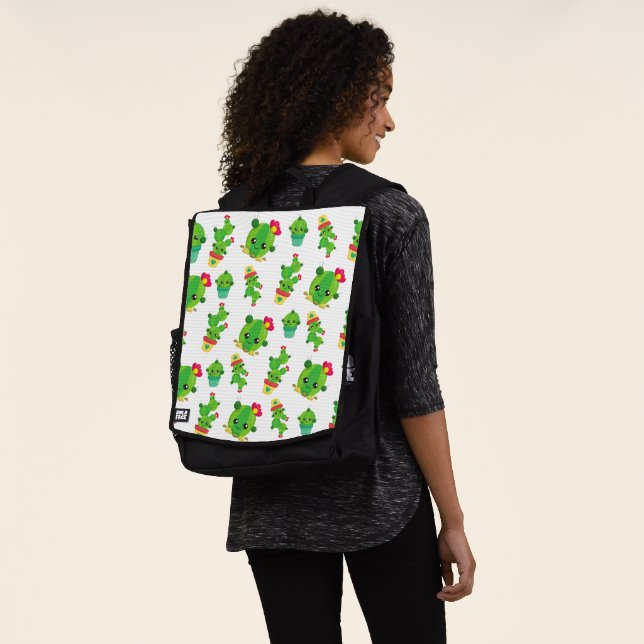 Cute Cactus, Green Cactus, Cactus Pattern Backpack (Worn)