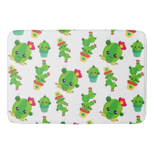 Cute Cactus, Green Cactus, Cactus Pattern Bath Mat