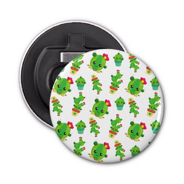 Cute Cactus, Green Cactus, Cactus Pattern Bottle Opener (Front)