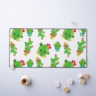 Cute Cactus, Green Cactus, Cactus Pattern Desk Mat