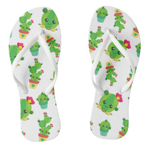 Cute Cactus, Green Cactus, Cactus Pattern Flip Flops