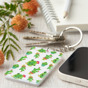 Cute Cactus, Green Cactus, Cactus Pattern Key Ring