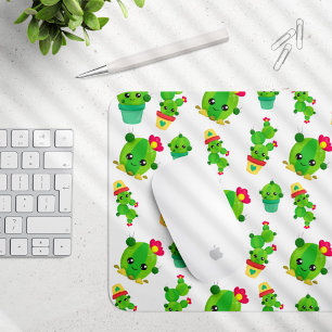 Cute Cactus, Green Cactus, Cactus Pattern Mouse Mat