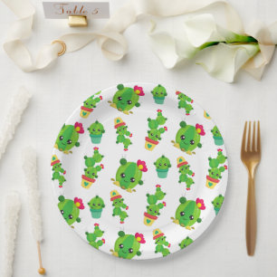 Cute Cactus, Green Cactus, Cactus Pattern Paper Plate