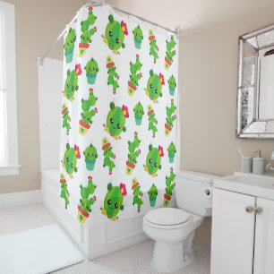 Cute Cactus, Green Cactus, Cactus Pattern Shower Curtain