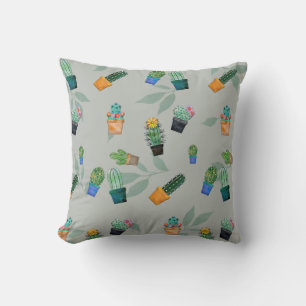 Cute Cactus Greenery Flower Pattern Cushion