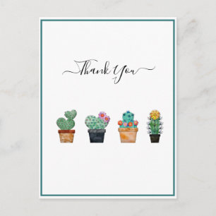 Cute Cactus Greenery Flower Postcard