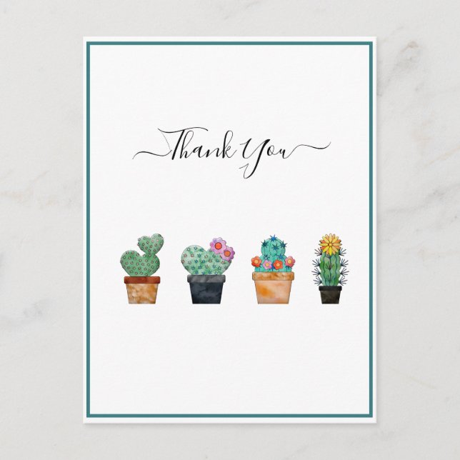 Cute Cactus Greenery Flower Postcard (Front)