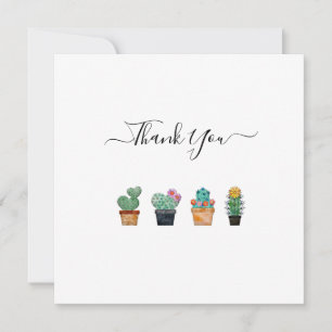 Cute Cactus Greenery Flower Thank You Card