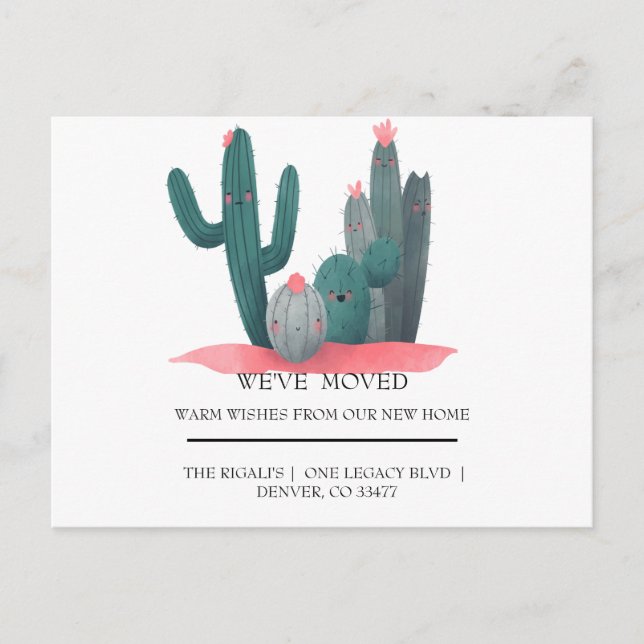 cute Cactus  home moving Postcard (Front)