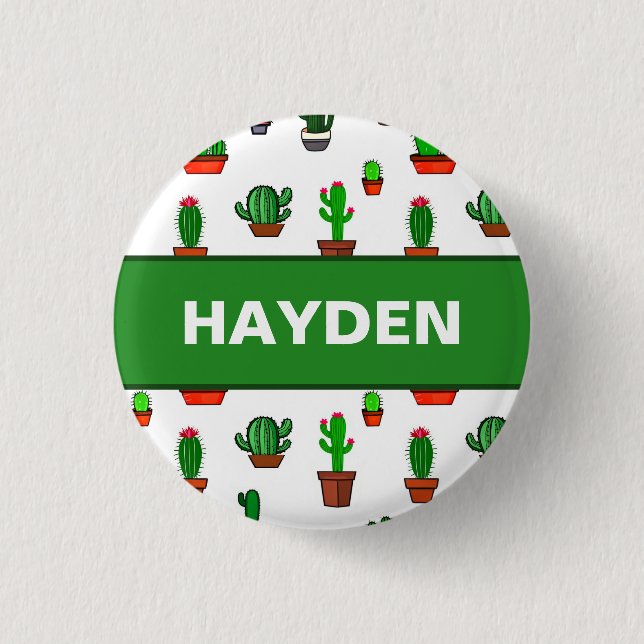 Cute Cactus illustrations Pattern Personalised 3 Cm Round Badge (Front)