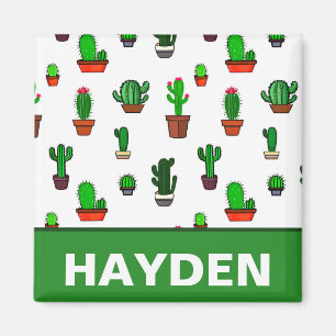 Cute Cactus illustrations Pattern Personalised Magnet