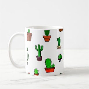 Cute Cactus illustrations Pattern White Coffee Mug