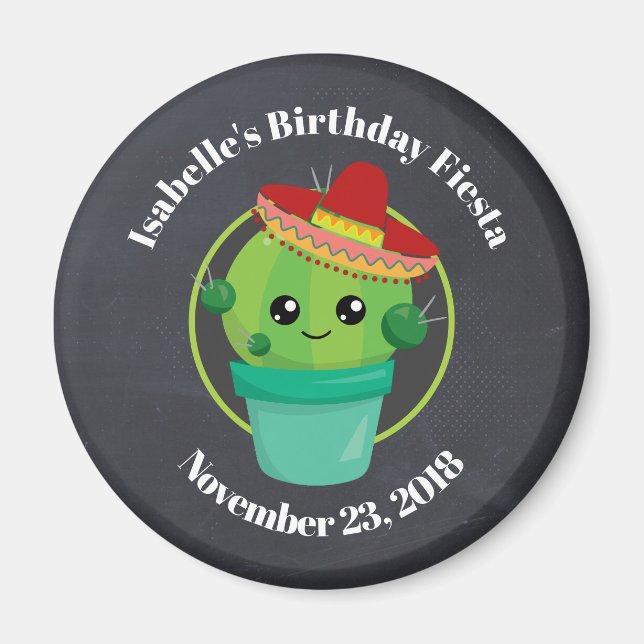 Cute Cactus in a Sombrero Birthday Save the Date Magnet (Front)