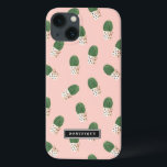 Cute Cactus in Hearts Pots Pattern Custom iPad Air iPhone 13 Case<br><div class="desc">Cute and modern iPad Air case featuring green cactus in painted hearts pots with blush pink background. This personalised case will be perfect as a gift.</div>