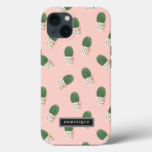 Cute Cactus in Hearts Pots Pattern Custom iPad Air iPhone 13 Case