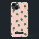 Cute Cactus in Hearts Pots Pattern Customisable iPhone 13 Case<br><div class="desc">Cute and modern iPad mini case featuring green cactus in painted hearts pots with blush pink background. This personalised case will be perfect as a gift.</div>