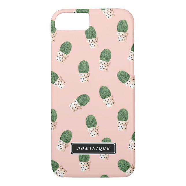 Cute Cactus in Hearts Pots Pattern Personalised Case-Mate iPhone Case (Back)
