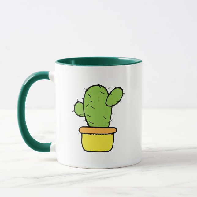 Cute Cactus in Yellow Planter Mug (Left)