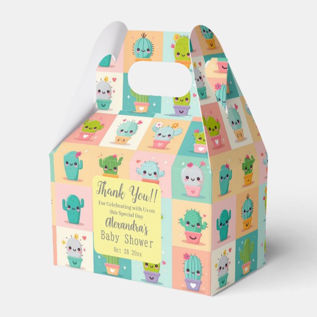 Cute Cactus Kawaii Baby Shower Favour Box (Front Side)