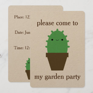 Cute cactus kawaii plant invitation