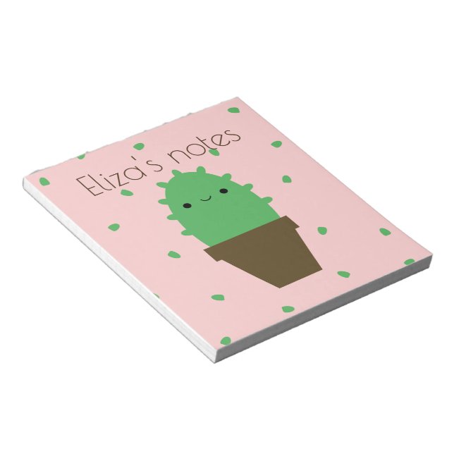 Cute cactus kawaii plant notepad (Angled)