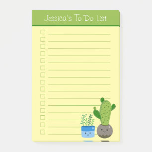 Cute Cactus Lovers Personalised Lined To Do List Post-it Notes