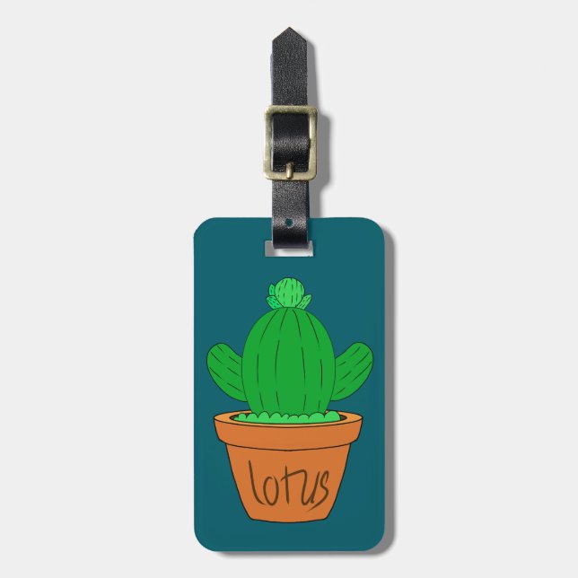 Cute Cactus Luggage Tag (Front Vertical)