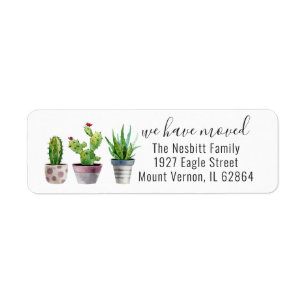 Cute Cactus Moving Announcement Return Address