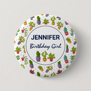 Cute Cactus Nature Succulents Pattern Birthday 6 Cm Round Badge