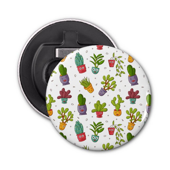 Cute Cactus Nature Succulents Pattern Bottle Opener (Front)