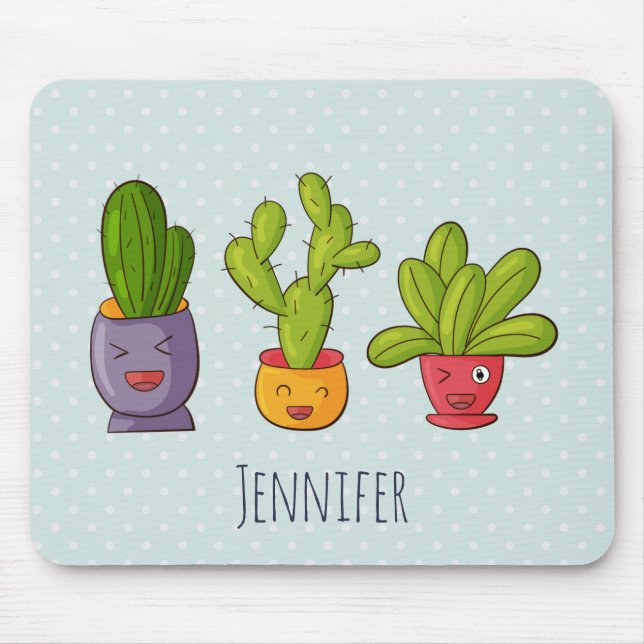 Cute Cactus Nature Succulents Pattern Mouse Mat (Front)
