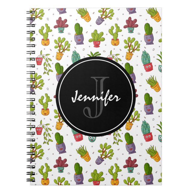 Cute Cactus Nature Succulents Pattern Notebook (Front)