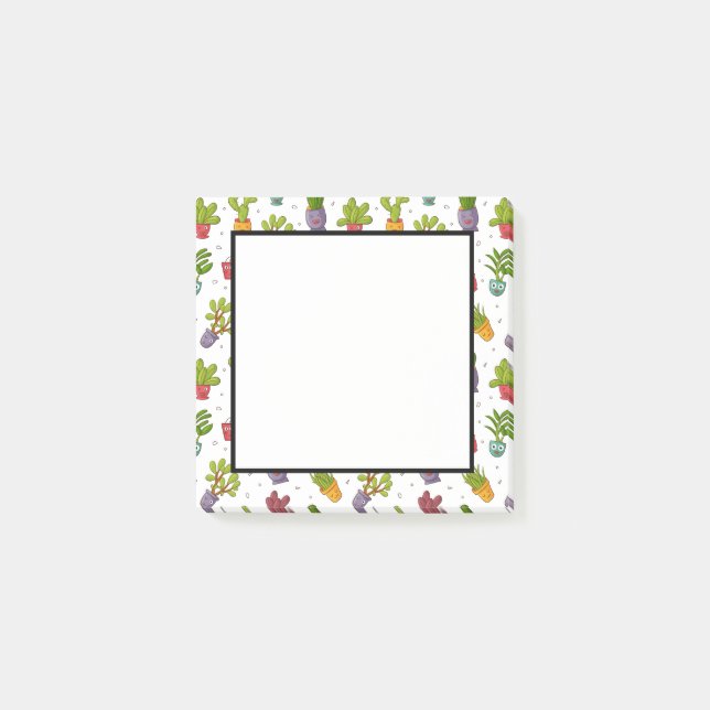 Cute Cactus Nature Succulents Pattern Post-it Notes (Front)