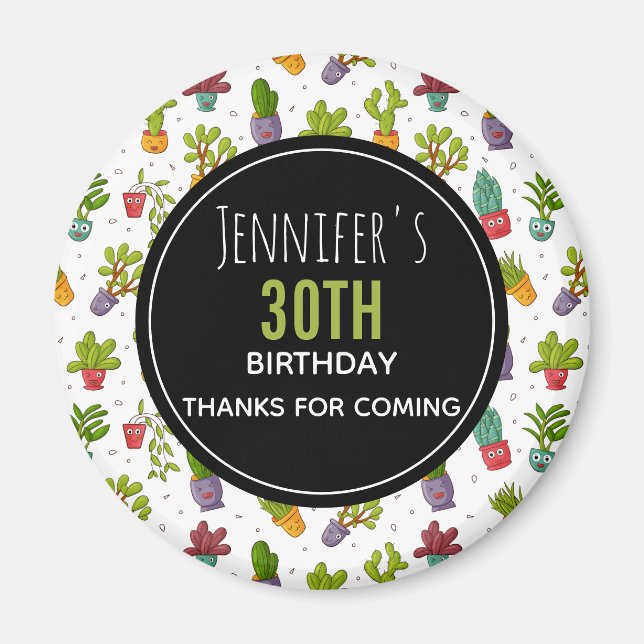 Cute Cactus Nature Succulents Pattern Thank You Magnet (Front)