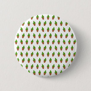 Cute Cactus Pattern – Happy Plant Lover Design 6 Cm Round Badge