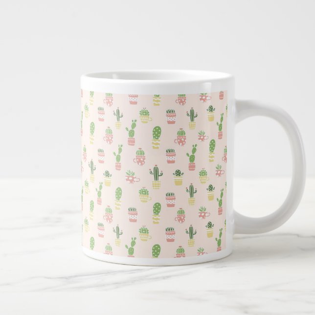 Cute Cactus Pattern Large Coffee Mug (Right)