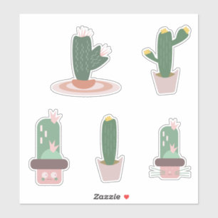 Cute Cactus Pink Green Set