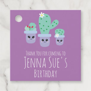 Cute Cactus Potted Plant Birthday  Thank You  Napk Favour Tags