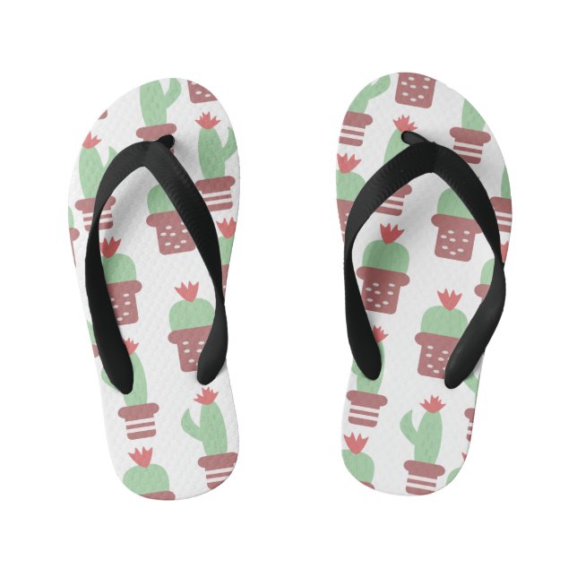 Cute Cactus Potted Plants Kid's Flip Flops (Footbed)
