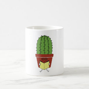 Cute Cactus Reading Books Funny Book Lover Reader Coffee Mug
