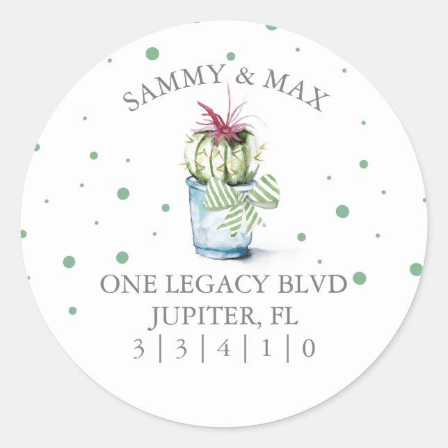 Cute Cactus Return Address Envelope Seal (Front)